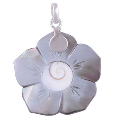 50. Shell, Shiva Eye 925 Sterling Silver Pendant  Item No.:  R101031-31