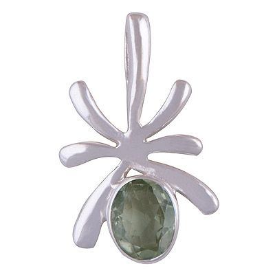 61. Green Amethyst 925 Sterling Silver Pendant  Item No.:  R300367-32