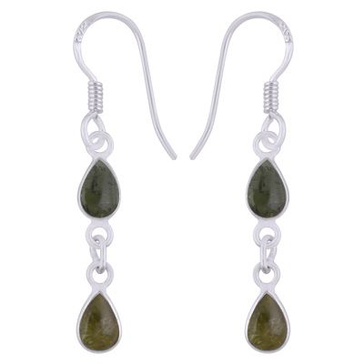 8. Beautiful Two Stone Bezel Tourmaline Pear Shape 925 Sterling Solid Silver Dangle EarringsItem No.:  R1501988-3