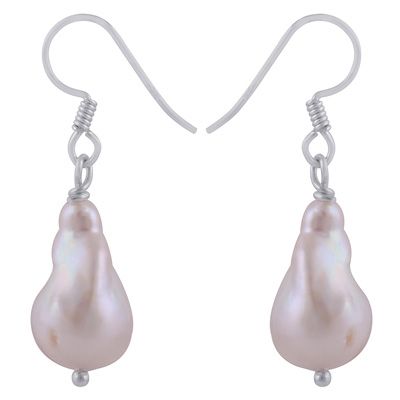 7.  Gorgeous Natural water Pearl Baroque Shaped 925 Sterling Solid Silver Dangle EarringsItem No.:  R1501993-1