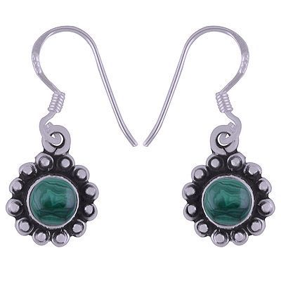31. 925 Sterling Silver Malachite EarringsItem No.:  R1501621-47