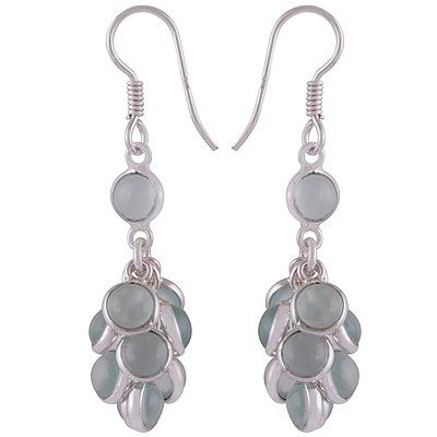 34. Gorgeous Multiple Gemstones Hanging Around Aqua Chalcedony Round Shape 925 Sterling Solid Silver Dangle EarringsItem No.:  R1500319-29