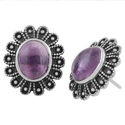 12. 925 Sterling Silver Amethyst Stud EarringsItem No.:  R6100511-1