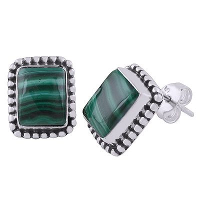 14. Malachite 925 Sterling Silver Studs  Item No.:  R6100022-10