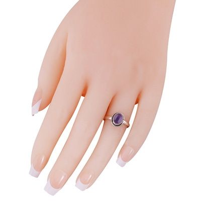 7. Alluring Twisted Wire Work Around Amethyst Oval Shape 925 Sterling Solid Silver Ring  Item No.:  R3403469-1