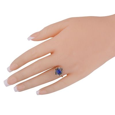 8. Beautiful oxidised w/ rawa &amp; wire work around Lapis Square Shape 925 Sterling Solid Silver RingItem No.:  R3403465-6