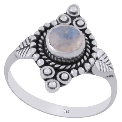 5. Stunning Twisted Wire &amp; Rawa Work Around Rainbow Moonstone Round Shape 925 Sterling Solid Silver Ring