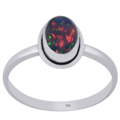 6. Plain Wire Around Ethiopian Black Opal Oval Shape 925 Sterling Solid Silver Ring