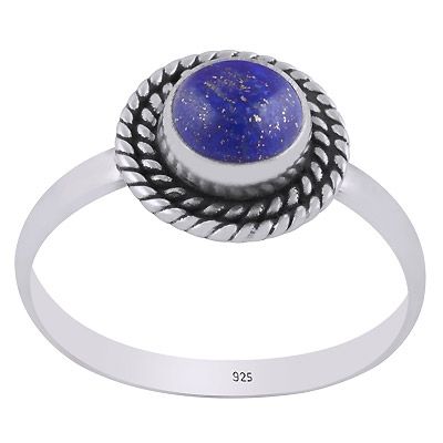 15. Alluring Twisted Wire Work Around Lapis Round Shape 925 Sterling Solid Silver RingItem No.:  R3403406-6