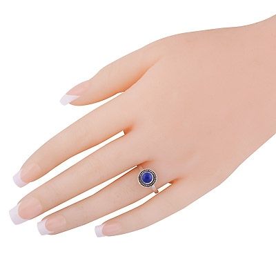 15. Alluring Twisted Wire Work Around Lapis Round Shape 925 Sterling Solid Silver RingItem No.:  R3403406-6