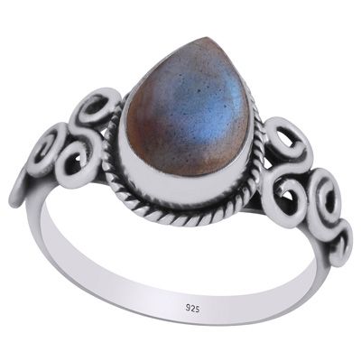19. Beautiful Wire Work Around Labradorite Pear Shape 925 Sterling Solid Silver RingItem No.:  R3403267-5