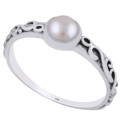 20. Gorgeous Handcrafted Wire Work Around Pearl Round Shape 925 Sterling Solid Silver RingItem No.:  R3403255-14