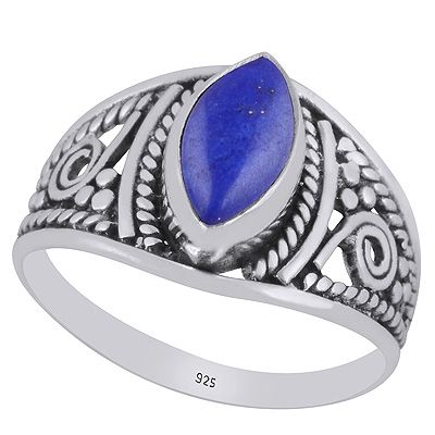 21. Beautiful Handcrafted Work Around Lapis Marquise Shape 925 Sterling Solid Silver RingItem No.:  R3403252-36
