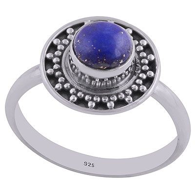 34. Stunning Rawa Work Around Lapis Round Shape 925 Sterling Solid Silver Ring  Item No.:  R3402523-56