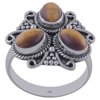 40. Tiger&#39;s Eye 925 Sterling Silver RingItem No.:  R3402035-33