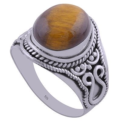 41. Tiger&#39;s Eye 925 Sterling Silver Ring  Item No.:  R3401915-28