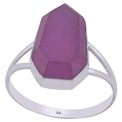 44. Beautiful Split Shank Around Lavender Jade Hexagon Shape 925 Sterling Solid Silver RingItem No.:  R1002315-14