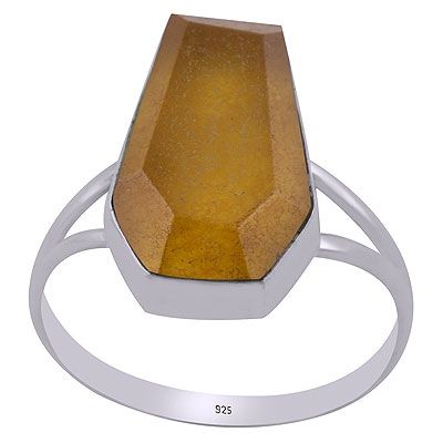 47. Stunning Split Shank Around Yellow Jade Coffin Shape 925 Sterling Solid Silver RingItem No.:  R1002313-20