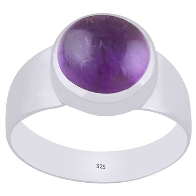 1.Stunning Men&#39;s Amethyst Round Shape 925 Sterling Solid Silver RingItem No.:  R8700013-1