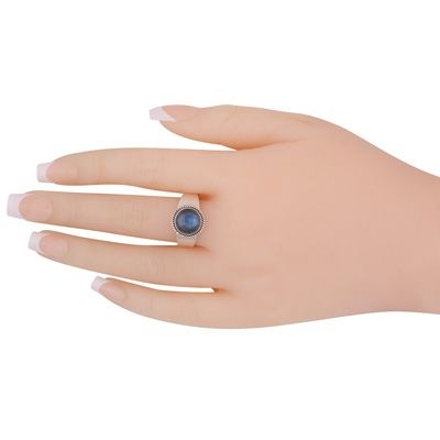 7. Gorgeous Twisted Wire Work Around Labradorite Round Shape 925 Sterling Solid Silver RingItem No.:  R8700012-5