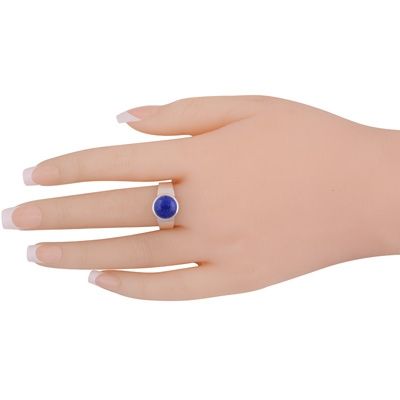 3.  Stunning Men's Lapis Round Shape 925 Sterling Solid Silver RingItem No.:  R8700013-6