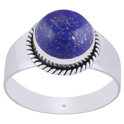 5. Gorgeous Twisted Wire Work Around Lapis Round Shape 925 Sterling Solid Silver Ring  Item No.:  R8700012-6