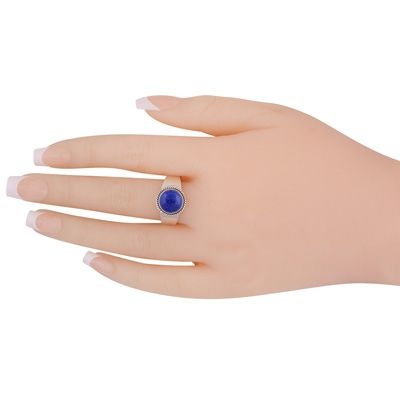 5. Gorgeous Twisted Wire Work Around Lapis Round Shape 925 Sterling Solid Silver Ring  Item No.:  R8700012-6