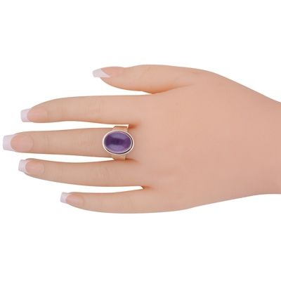 8. Beautiful Men's Amethyst Oval Shape 925 Sterling Solid Silver Ring  Item No.:  R8700011-1