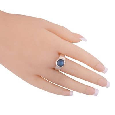 11.  Gorgeous Men's Labradorite Round Shape 925 Sterling Solid Silver Ring  Item No.:  R8700006-55