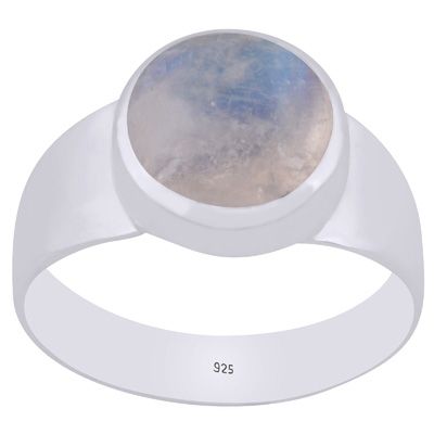 2. Stunning Men&#39;s Rainbow Moonstone Round Shape 925 Sterling Solid Silver RingItem No.:  R8700013-4
