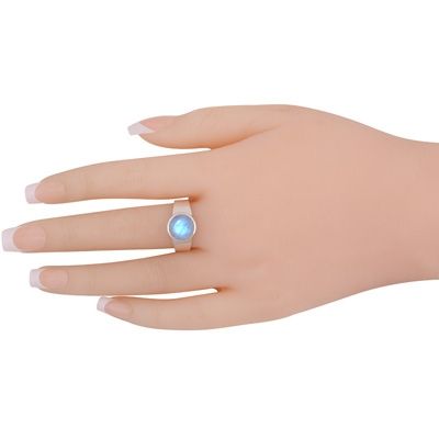 2. Stunning Men's Rainbow Moonstone Round Shape 925 Sterling Solid Silver RingItem No.:  R8700013-4