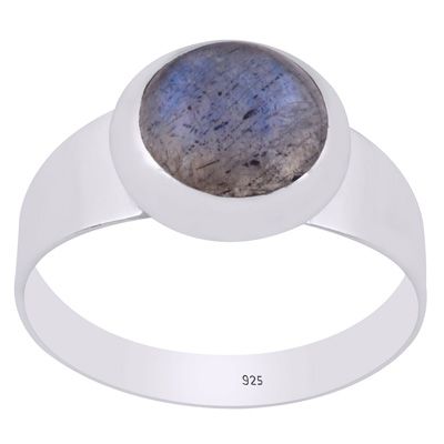 11.  Gorgeous Men&#39;s Labradorite Round Shape 925 Sterling Solid Silver Ring  Item No.:  R8700006-55