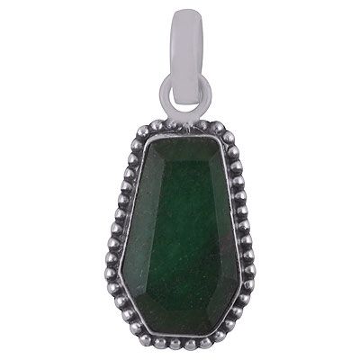 63. Gorgeous Rawa Work Around Green Jade Coffin Shape 925 Sterling Solid Silver Pendant  Item No.:  R301103-17