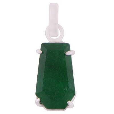 64. Alluring Gemstone Green Jade Coffin Shape 925 Sterling Solid Silver PendantItem No.:  R301112-15