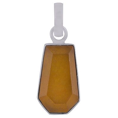 68. Gorgeous Gemstone Yellow Jade Coffin Shape 925 Sterling Solid Silver Pendant  Item No.:  R301098-19