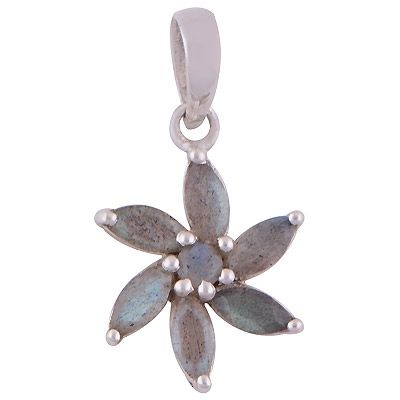 72. Alluring Flower Rawa Work Around Labradorite Marquise,Round Shape 925 Sterling Solid Silver Pendant  Item No.:  R301045-3