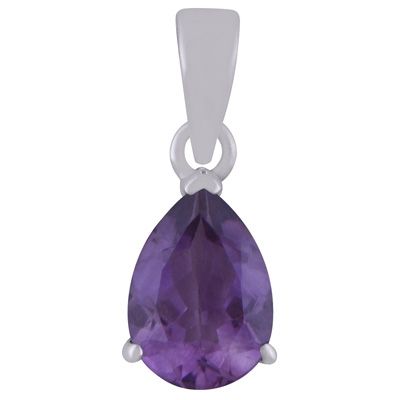 75.  Alluring Prong Setting Around Amethyst Pear Shape 925 Sterling Solid Silver PendantItem No.:  R301115-1