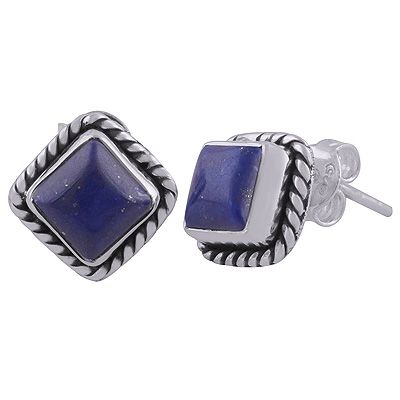 25. 925 Sterling Silver Lapis Stud Earrings  Item No.:  R6100026-6