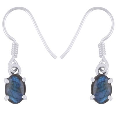 44. Stunning Prong Setting Around Labradorite Oval Shape 925 Sterling Solid Silver Dangle Earrings  Item No.:  R1501996-5