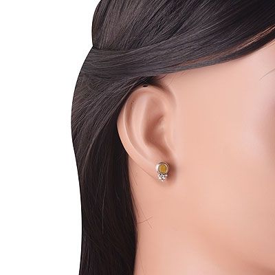 36. Gorgeous Rawa Work Around Tiger's Eye Round Shape 925 Sterling Solid Silver Stud EarringsItem No.:  R6100531-41