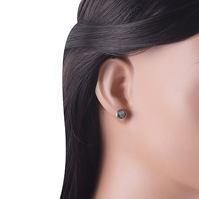 40. Gorgeous Simple Labradorite Round Shape 925 Sterling Solid Silver Studs Earrings  Item No.:  R6100052-36