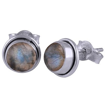 40. Gorgeous Simple Labradorite Round Shape 925 Sterling Solid Silver Studs Earrings  Item No.:  R6100052-36