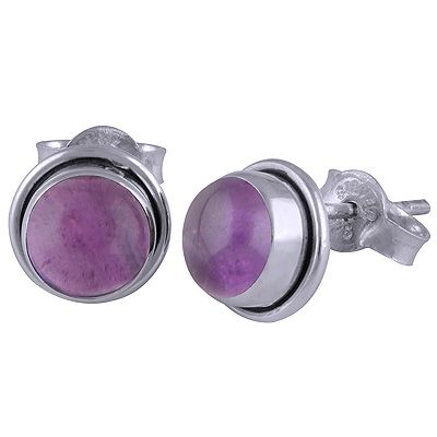 39. Gorgeous Simple Amethyst Round Shape 925 Sterling Solid Silver Studs Earrings  Item No.:  R6100052-14