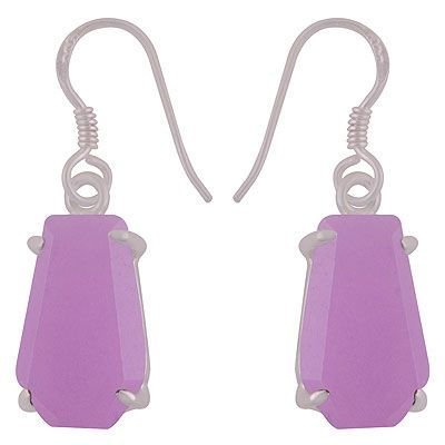58. Alluring Stone with Prong Setting Around Lavender Jade Coffin Shape 925 Sterling Solid Silver Dangle EarringsItem No.:  R3501188-15