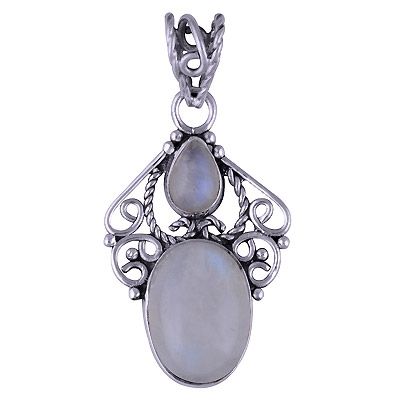 78. Gorgeous Handwork Around Rainbow Moonstone Pear,Oval Shape 925 Sterling Solid Silver Pendant  Item No.:  R101414-7  