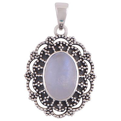 77. Gorgeous Minimal Rawa Work Pattern Around Rainbow Moonstone Oval Shape 925 Sterling Solid Silver Pendant  Item No.:  R101962-4