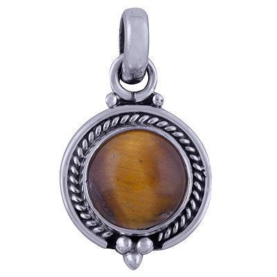 83. Handcrafted Tiger&#39;s Eye Round Shape 925 Sterling Solid Silver Pendant  Item No.:  R101527-24