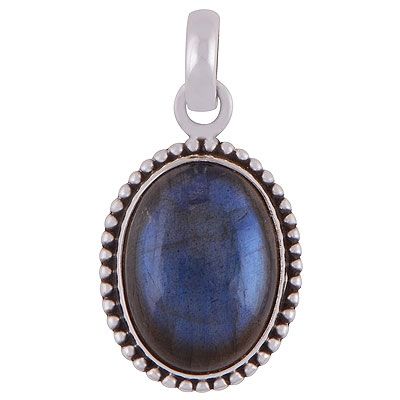 92. Alluring Oxidised Rawa Work Around Labradorite Oval Shape 925 Sterling Solid Silver Pendant  Item No.:  R101956-1