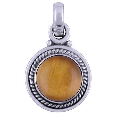 85. Gorgeous Twisted Wire &amp; Rawa Work Around Tiger&#39;s Eye Round Shape 925 Sterling Solid Silver Pendant  Item No.:  R101535-21