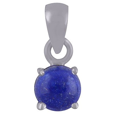 88. Stunning Prong Setting Around Lapis Round Shape 925 Sterling Solid Silver PendantItem No.:  R101951-6